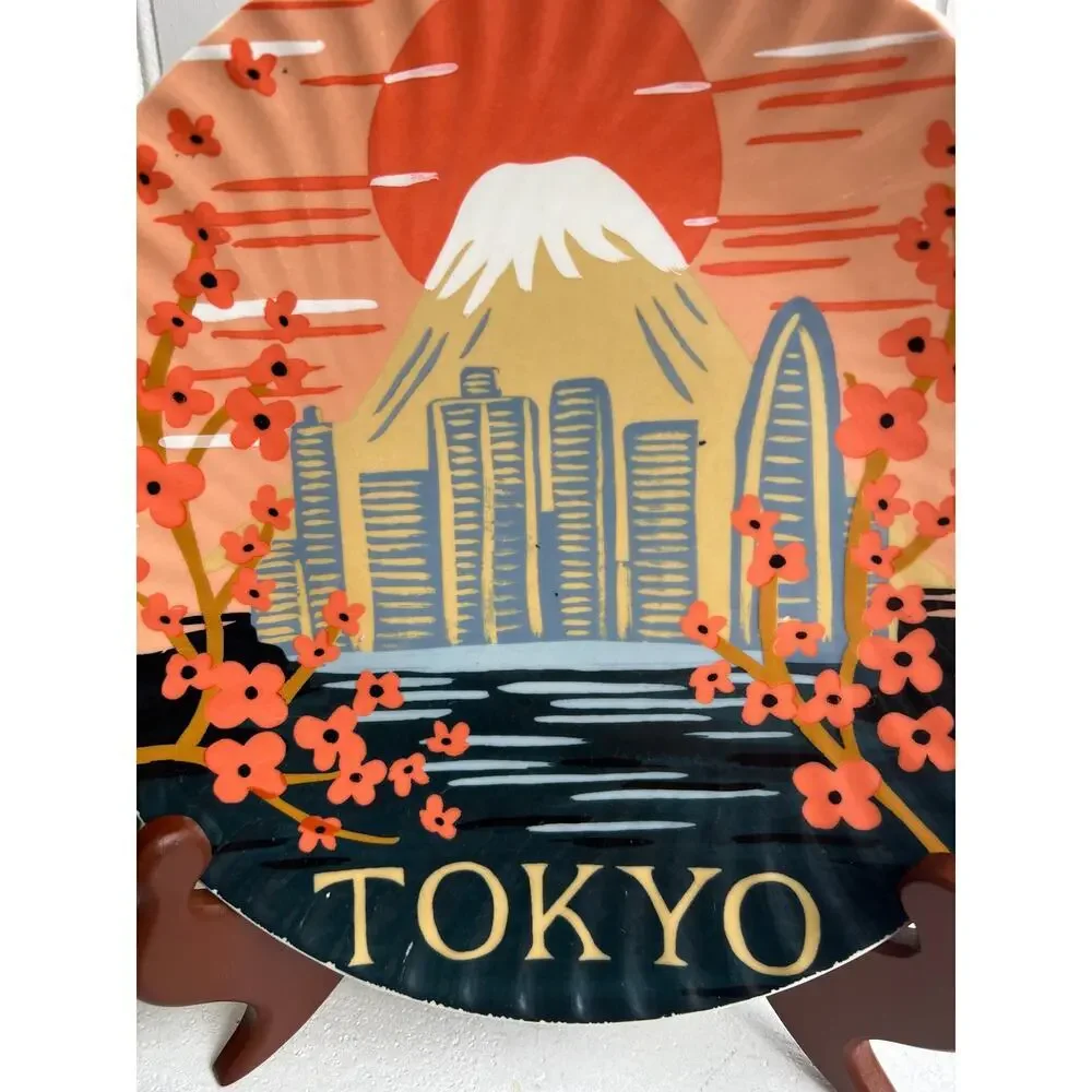 Anthropologie Travel Dinner Plate Collection Tokyo Mount fuji